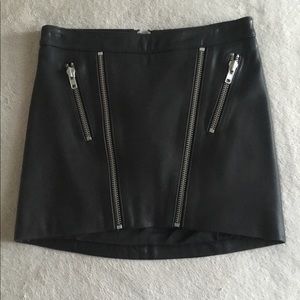 Black real leather 100% lambskin mini skirt,